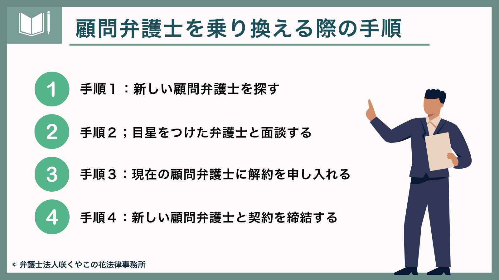 顧問弁護士を乗り換える際の手順